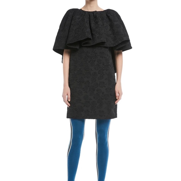 CALVIN KLEIN 205W39NYC Black HighNeck Ruffle Floral Jacquard Mini Cocktail Dress - Picture 5 of 9